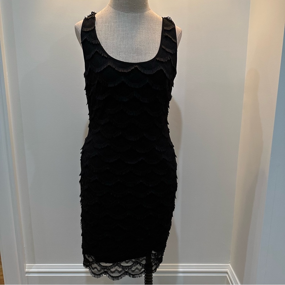 Guess Black Fringe Lace Sleeveless Dress — Size 8